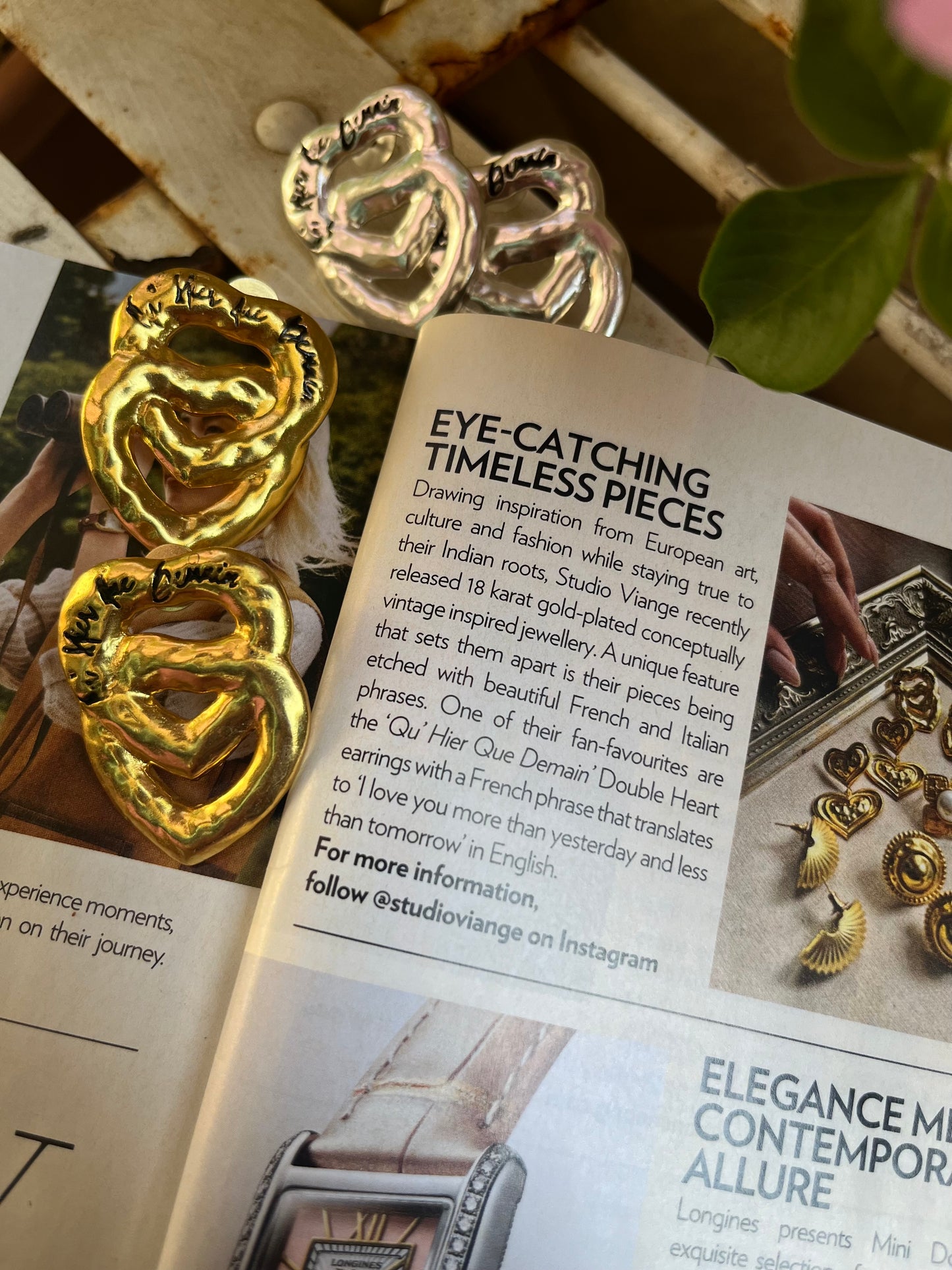 Qu' Hier Que Demain Double Heart Earrings