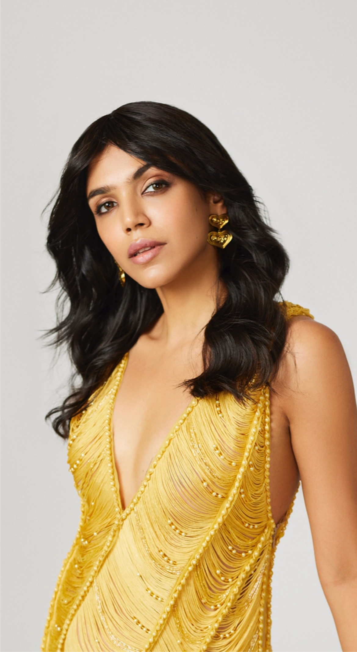 Shriya Pigaonkar In Our Bubble Heart Earrings In Gold Finish