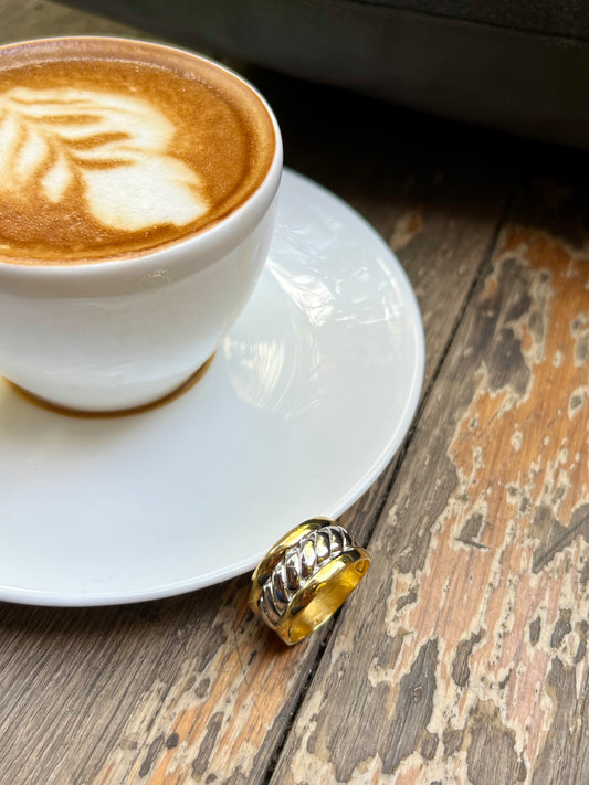 Croissant Mixed Metal Ring