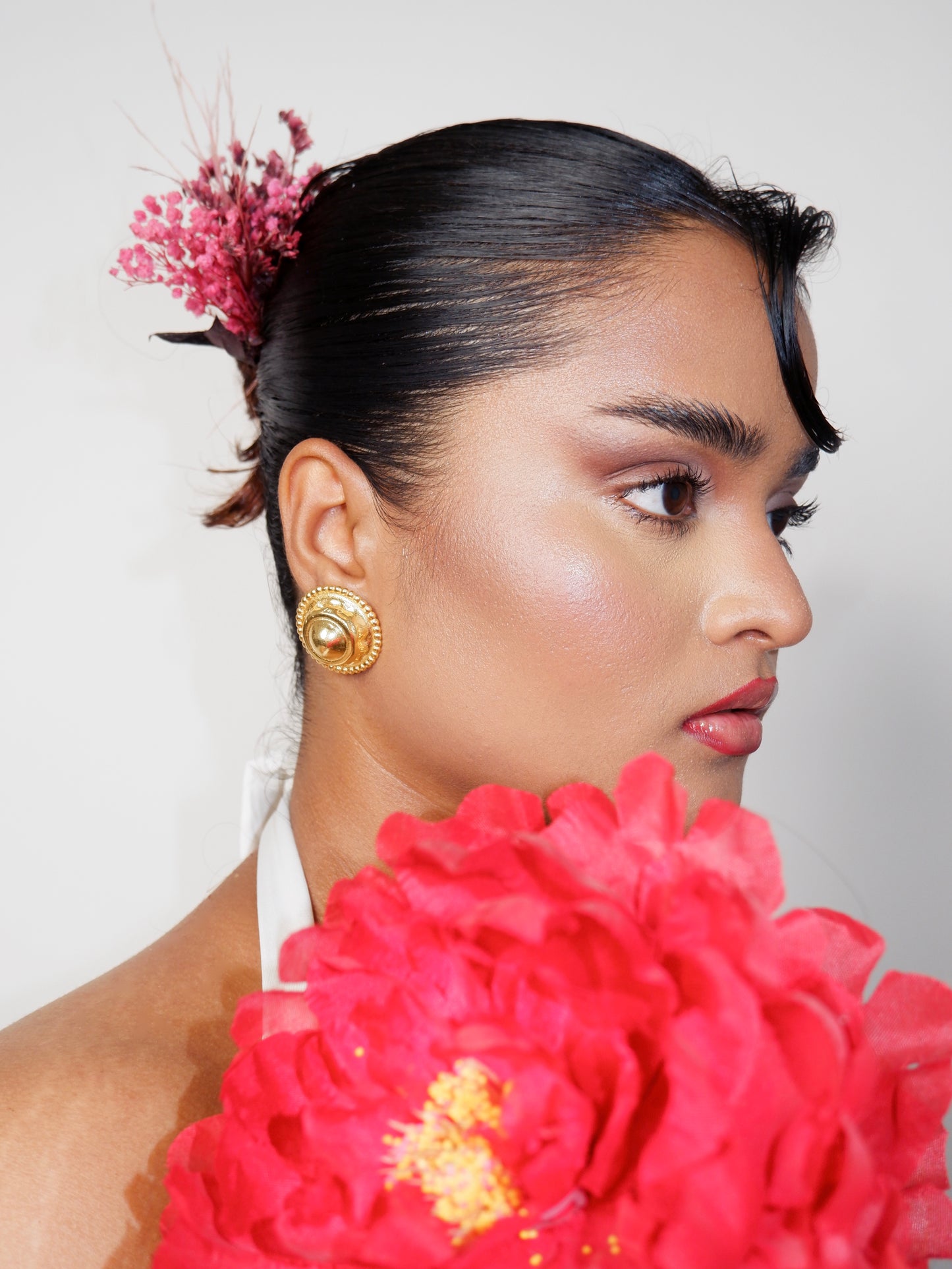 Tanya Gupta In Our Hammered Dome Earrings In Gold Finish