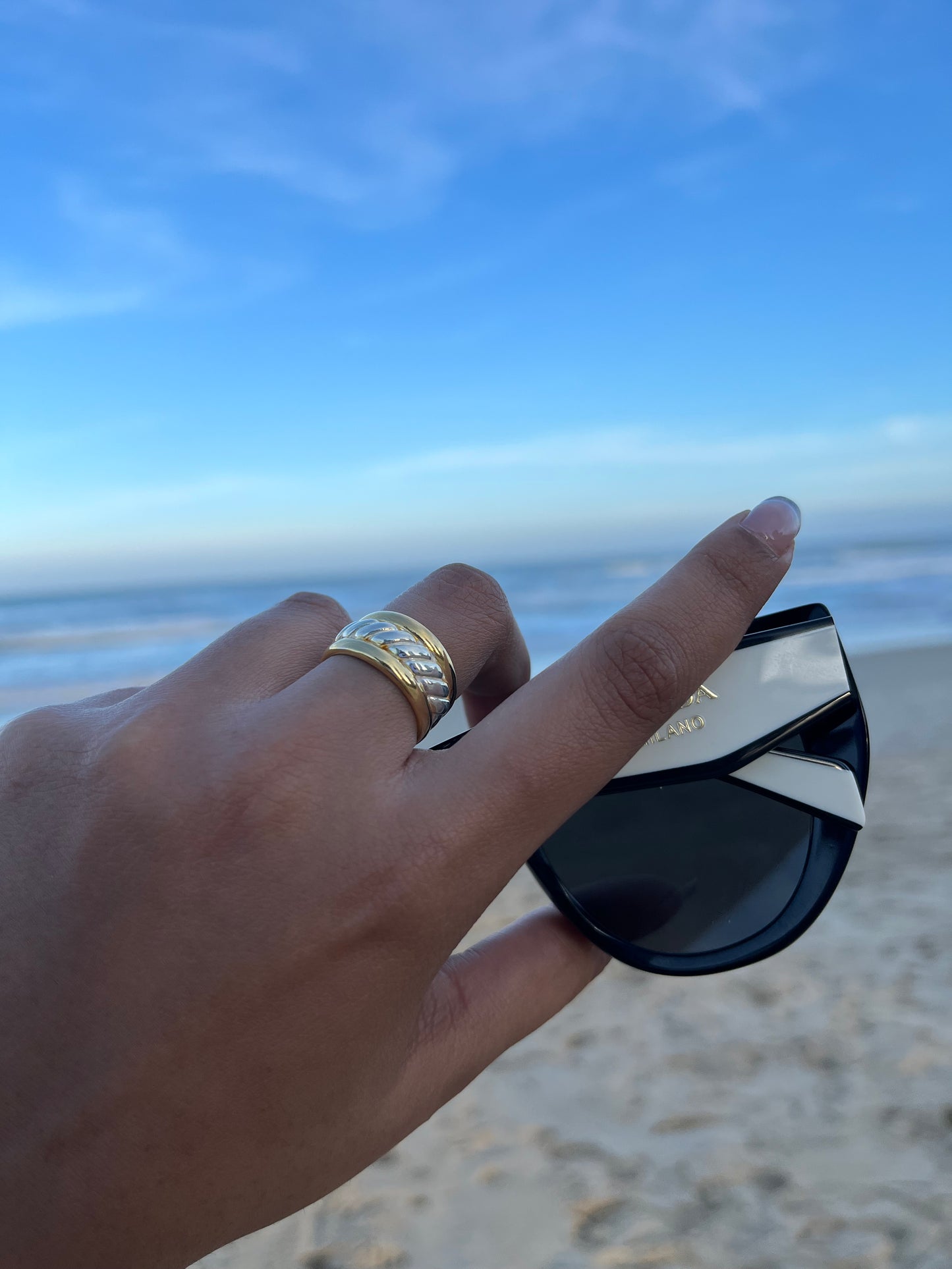 Croissant Mixed Metal Ring