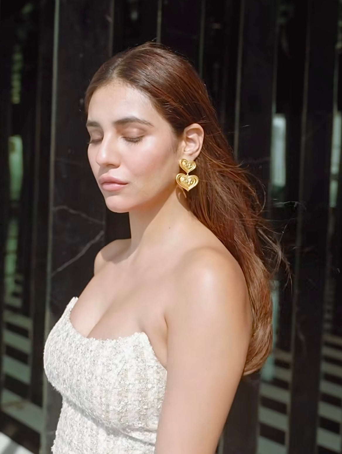 Radhika Mehra In Our Bubble Heart Earrings In Gold Finish